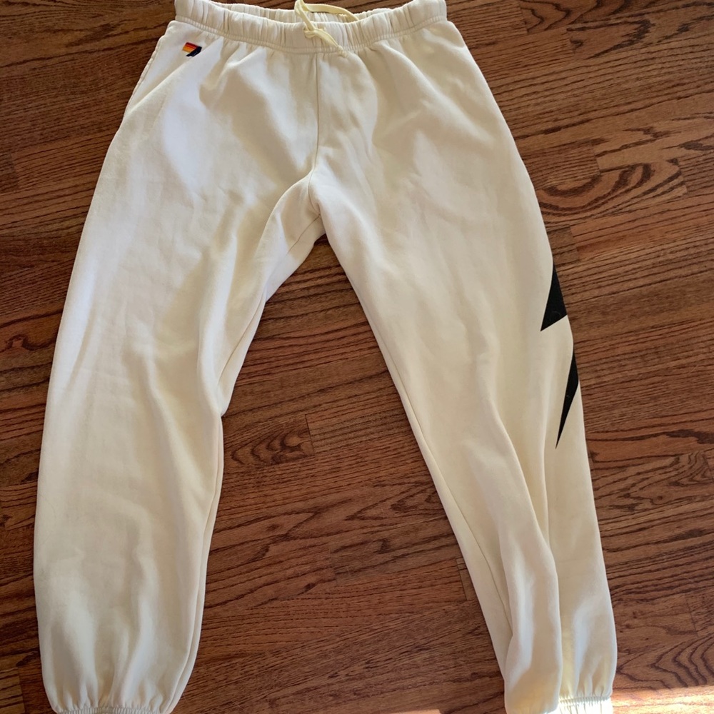 Aviator Nation White Lightning Bolt sweatpants🌈🌈
